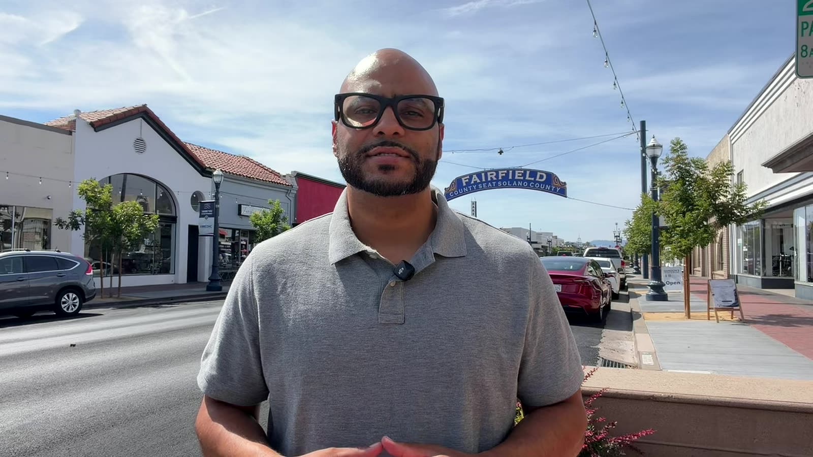 Otis White standing on Texas Street in downtown Fairfield